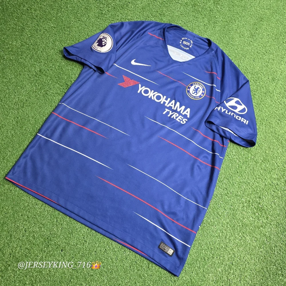 Nike Chelsea FC Eden Hazard #10 2018/2019 Home Blue Jersey XL EPL Patch_3